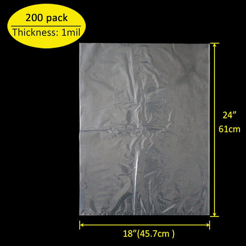 200 Pack 18 24 Inch Packaging, Bag(1 x Plastic Produce Bags Bread Loaf Bags Clear Plastic Flat Poly Bags with Twist