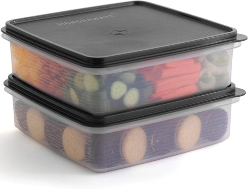 Plastic Storage Containers with Lids, 2-Pack 3L Cupcake Carrier, Airtight Leakproof Cookie Storage for Food, Meal Prep
