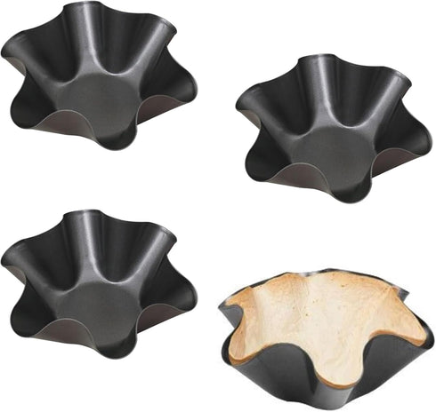 Tortilla Pan Set, 4pcs Nonstick Tortilla Bowl Maker, Carbon Steel Taco Salad Shell Molds for Kitchen, Microwave &