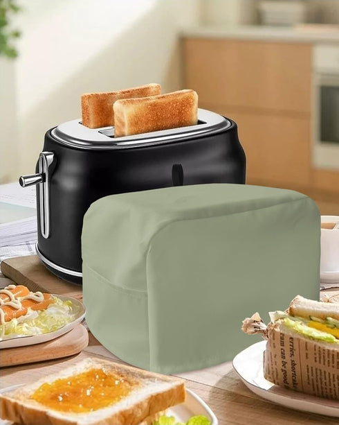Toaster Cover 2 Slice, Sage Green Solid Color Dust-Proof Cover with Pockets for Kitchen Small Appliance