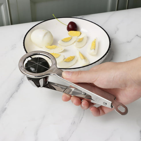 Best Utensils Stainless Steel Egg Slicer - Divides Hard Boiled Eggs Into 6 Segments