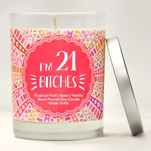 21st Birthday Gift for Her | Funny Scented Candle for Daughter, BFF, Sister - Tropical Fruit, Spice, Vanilla