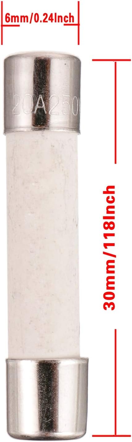BOJACK 20 Amp Microwave Fuse - 20a Ceramic Slow-Blow Replacement for WB27X10388 and Other Microwaves (Pack of 10)
