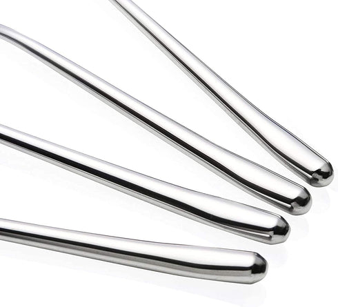 Stainless Steel Long Handle Soup Spoons, Korean Round Handle, Set of 4