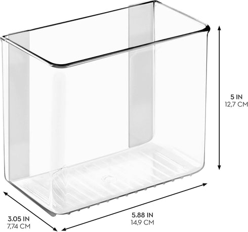 iDesign AFFIXX Plastic Wall Mount Organizer, Clear, 3" x 6" x 5" for Kitchen, Bathroom, Office