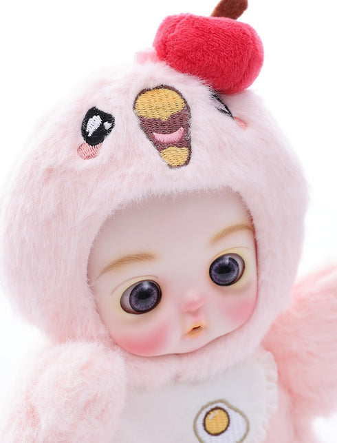 6" Hand-Painted Porcelain Face Doll with Acrylic Cotton Body, Small Ceramic Collectible Doll for Shelf & Desk Decor