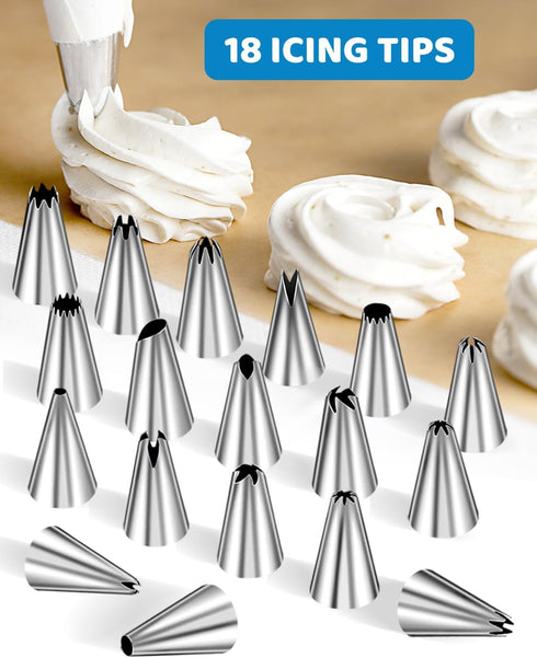 150 Pcs Piping Bags and Tips Set - Cake Decorating Kit with 120 Pcs Bags and 18 Tips