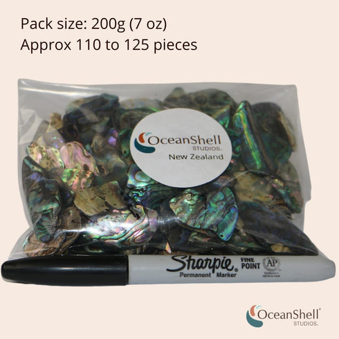 Abalone (P ua) Shell Pieces, 7.05oz Pack for Crafts, Jewelry Making, Resin Art, DIY Projects, Small Size .60"- .98".