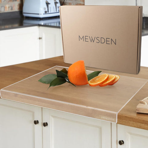 Acrylic Cutting Board with Counter Lip, Clear Non-Slip Kitchen Gadgets, Minimalist Aesthetic Decor (16.1 x 12.5in)