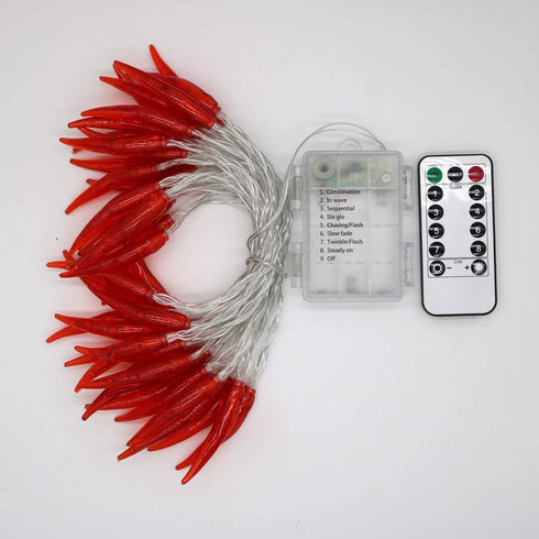 Dreamworth Lights,20ft 40 Red Chili String LED Chili String Lights Battery Operated Remote Contol Fairy Lights