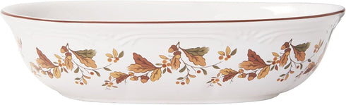 Pfaltzgraff Autumn Berry Oval Vegetable Bowl, 11 Inches, White