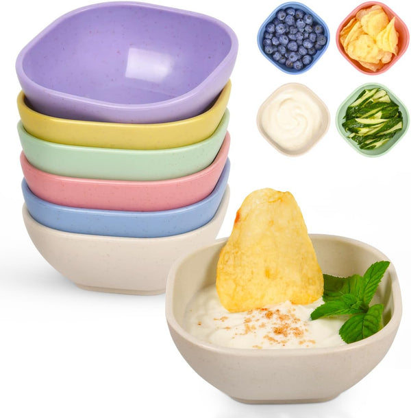 BGHEOUYV 6 Pack Small Bowls, 4.5 OZ Assorted Colors Dipping Sauce Cups, Ice