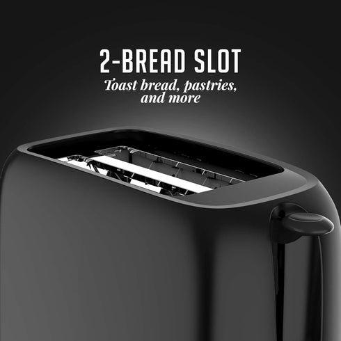 OVENTE Electric 2 Slice Toaster Machine with 6-Shade Toast Settings, 700W Power, Black TP2210B