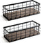 ROSE BLOOM Small Metal Wire Storage Basket: Decorative Wood Base Organizer for Bathroom, Kitchen, Wall Mounted or