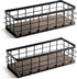 ROSE BLOOM Small Metal Wire Storage Basket: Decorative Wood Base Organizer for Bathroom, Kitchen, Wall Mounted or