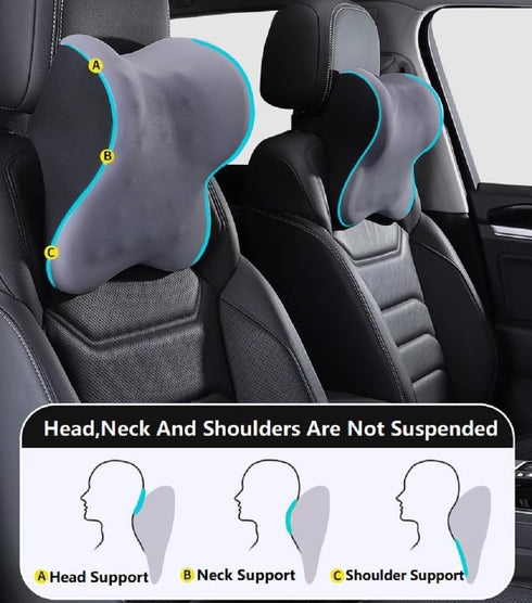 Car Neck Pillow for Neck Pain Relief and Cervical Support,Memory Foam Car Pillow for Car Seat with Adjustable Strap