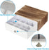 JACKCUBE DESIGN Rustic Wood Tea Storage Box with 12 Adjustable Compartments and White Faux Leather Drawer