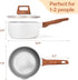 Ceramic Nonstick Sauce Pan with Lid, 2 Quart Cooking Pot with Pour Spout and Handle