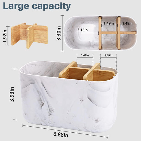 Bamboo Toothbrush Holders for Bathrooms, 5 Slots Kids Electric Toothbrush Holder and Toothpaste Storage