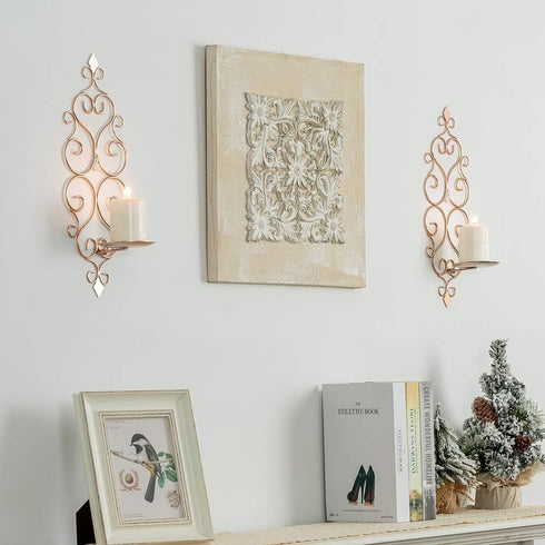 Set 2 Sziqiqi Iron Wall Candle Sconce Candle Holder of Wall Mounted Candle Sconces Holder, for Bedroom Dining Room