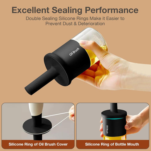 Oil Dispenser Bottle with Heat Resistant Brush, Glass Oil Container with Silicone Basting Brush for Cooking