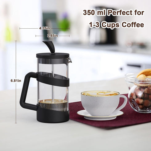 RAINBEAN Mini French Press Coffee Maker - 12 oz Camping Coffee Press Pot, Small French Press for Tea and Frothed Milk