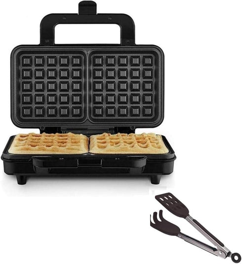 Mini Easy-Grip Waffle Tongs Holder, Non-Slip Handle, Black