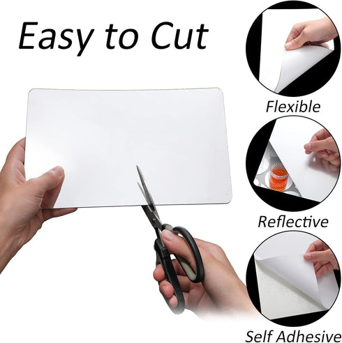 BBTO 9 Pieces Adhesive Craft Mirrors, 6 x 9 Inches, 6 x 6 Inches, Flexible Self Adhesive Non-Glass Plastic Wall Stickers