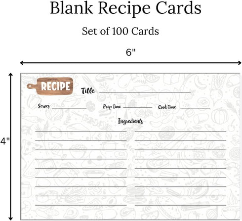 Recipe Cards 4x6: Set of 100 with 8 Category Dividers for Your Culinary Creations