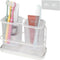 White Toothbrush Holders for Bathrooms, Wall Mounted with 2 Cup, Dry & Wet Separation, Bathroom Countertop Organizer Set
