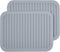 Silicone Trivet Mat Set of 2 Light Grey, Hot Pads for Kitchen, Flexible Small Drying Mat, Large 12x9 Pot Holders