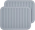 Silicone Trivet Mat Set of 2 Light Grey, Hot Pads for Kitchen, Flexible Small Drying Mat, Large 12x9 Pot Holders