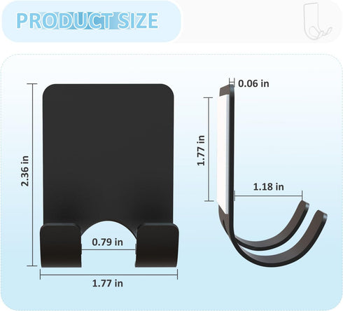 VIS'V Shower Wall Razor Holder - Metal Adhesive Hooks for His and Hers, Waterproof, 2 Pcs