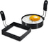 4'' Round and Square Egg Rings Set with Silicone Handle, Stainless Steel Nonstick Egg Cooking Rings for Frying Eggs