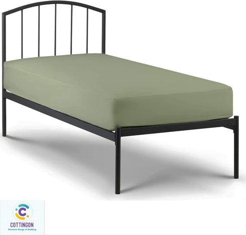 Cottingon Premium 400 TC 100% Egyptian Cotton 4 PC Sheet Set, Cot Size 33"x75", 7" Deep, Sage