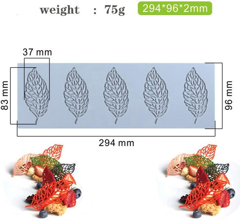 Hollow Leaf Silicone Mold for Chocolate Candy, 3D Food Cooking Decorations, Fondant Mold