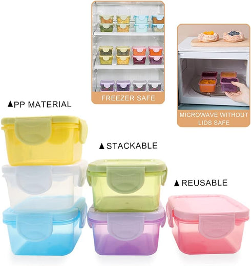 6Pcs Small Food Storage Containers, Airtight Leakproof Lids, Small Freezer Containers for Condiment Sauce, 5oz