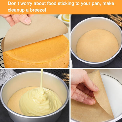 BYKITCHEN 10 Inch Parchment Paper Rounds, Non-Stick Pre-Cut Sheets for Baking, Set of 100 for Various Pans.