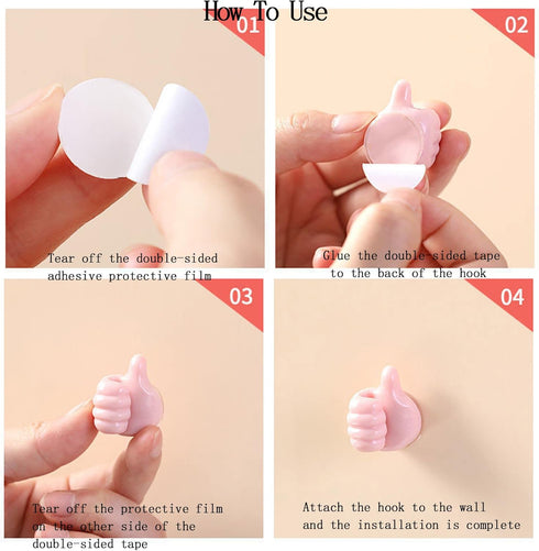 14pcs Thumb Wall Hooks, Self Adhesive Cable Organizer Clips, No Punching Key Hook Holder, Multifunctional Silicone Hooks