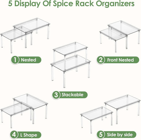 Set 2 11.7" 7.7" 6.3" Delamu Clear Kitchen Cabinet Organizer, of Acrylic Shelf Organizer for Cupboard Organizers