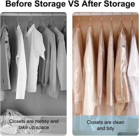 BEISHIDA 50pcs 60 Inch Plastic Garment Bag, Clear Dry Cleaning Laundry Bags for Clothes Cover and Storage