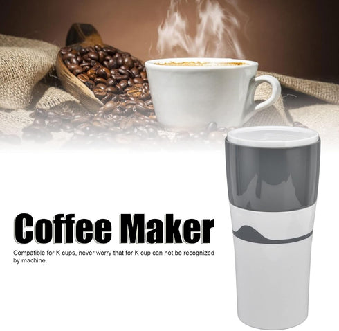 Portable Drip Coffee Maker, K Cup Coffee Machine for Travel and Camping, Grey and White