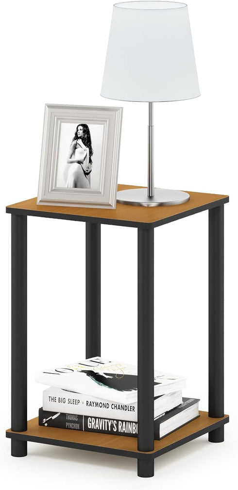 Furinno Turn-N-Tube End Table, Light Cherry/Black, 1-Pack