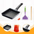 Tamagoyaki Pan Non Stick Japanese Omelette Pan, Cast Iron Rectangle Small Frying Pan with Silicone Brush, Chopsticks &
