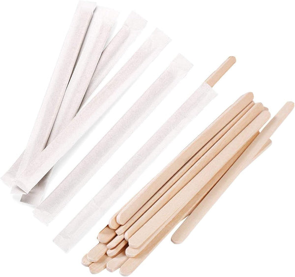 Gmark Individually Wrapped 5.5" Coffee Stir Sticks, Eco Friendly Natural Birch Stirrers for Hot Drinks - 500pc