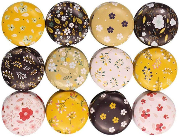 Candy Tins Jars Colorful Flower Metal Tin with Lid, Empty Round Storage Tins for Making Candles, 12 Pack