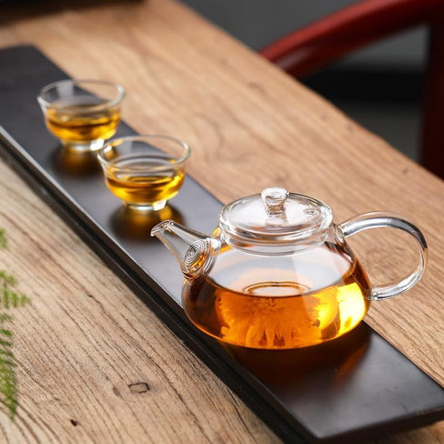 123Arts Mini Tea Pot, Clear Glass Teapot, Small Teapot for One Person Use, 7oz