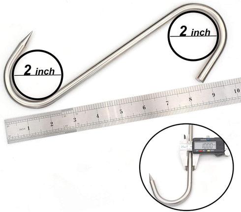 10 Inch Meat Hook, Heavy Duty 10mm S-Hooks Stainless Steel Meat Processing Butcher Hooks