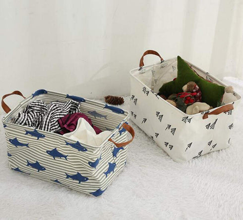 Rectangular Canvas Storage Bins, Waterproof Collapsible Toy Organizer Bin with Handles for Clothes, Kid's Toy & Book