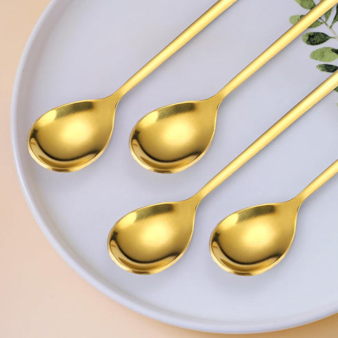 Christmas Coffee Spoons Set, 6 Pieces Gold Silverware Small Stainless Steel Flatware for Festive Daily Kitchen
